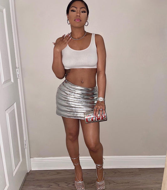 Silver puffer skirt